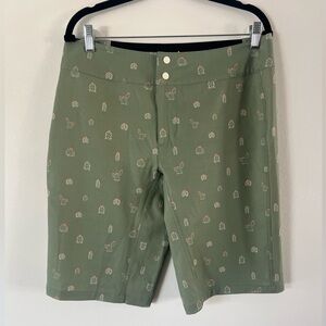 Wild Rye Freel 12" Stretch Fabric Green Cactus Print Mountain Biking Shorts